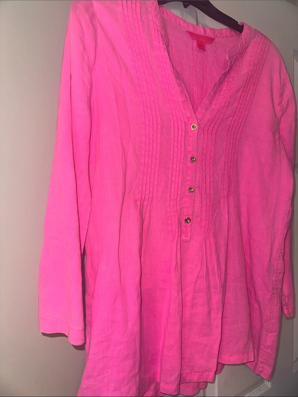 Cute Lilly Pulitzer Pink Linen Tunic Top - Picture 4 of 4